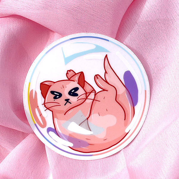 Kitty Bubble Sticker Clear