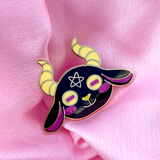Kawaii Goat Satanic Gold Hard Enamel Pin