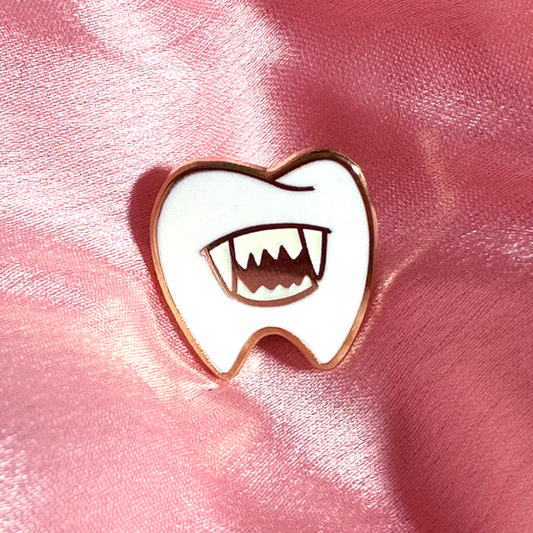 Vampire Teeth Tooth Glow In The Dark Gold Hard Enamel Pin