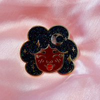 Magical Girl Fro Gold Hard Enamel Glitter Pin