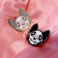 Cat Skull Gold/Black Hard Enamel Pin