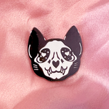 Cat Skull Gold/Black Hard Enamel Pin