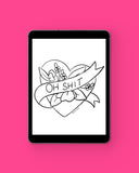 Oh Shit Digital Coloring Page